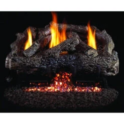 Real Fyre 30" Charred Frontier Oak Log Set, Stainless Burner, Manual Safety Pilot