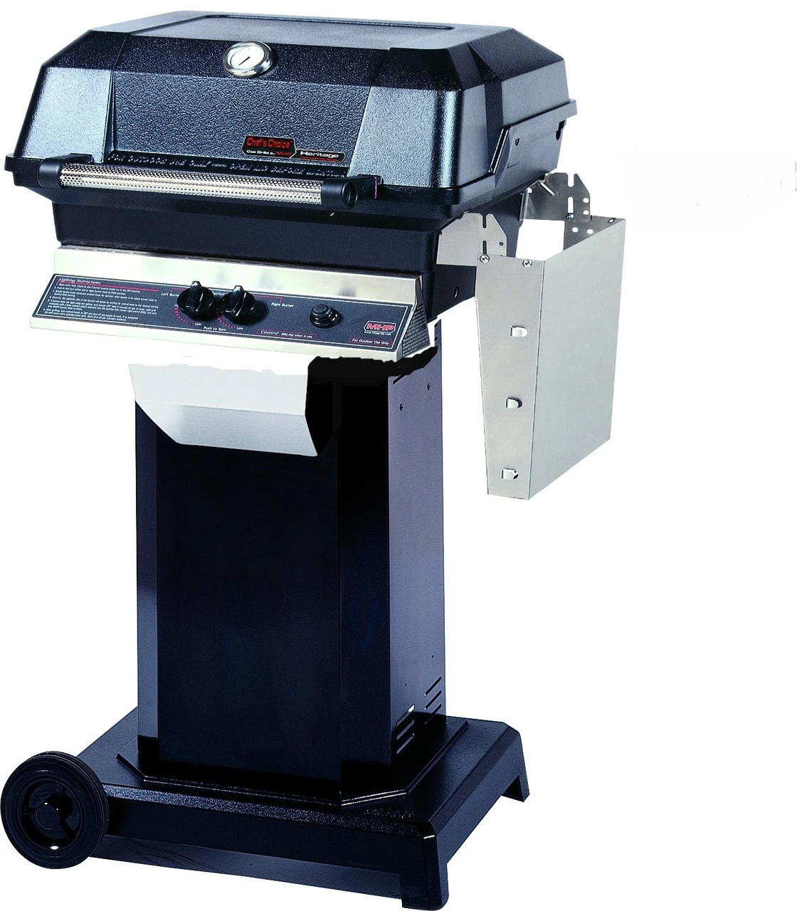 MHP JNR Propane Grill On Black Cart With 2 Wheels,Stainless Grids 3 MHP JNR Propane Grill On Black Cart With 2 Wheels,Stainless Grids